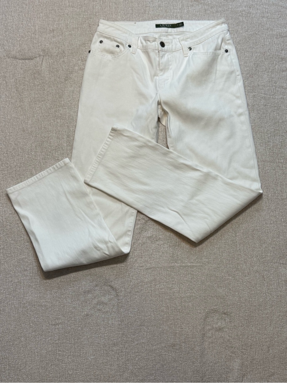 Lauren Ralph Lauren White Straight Jeans Size 4 Quiet Luxury Preppy